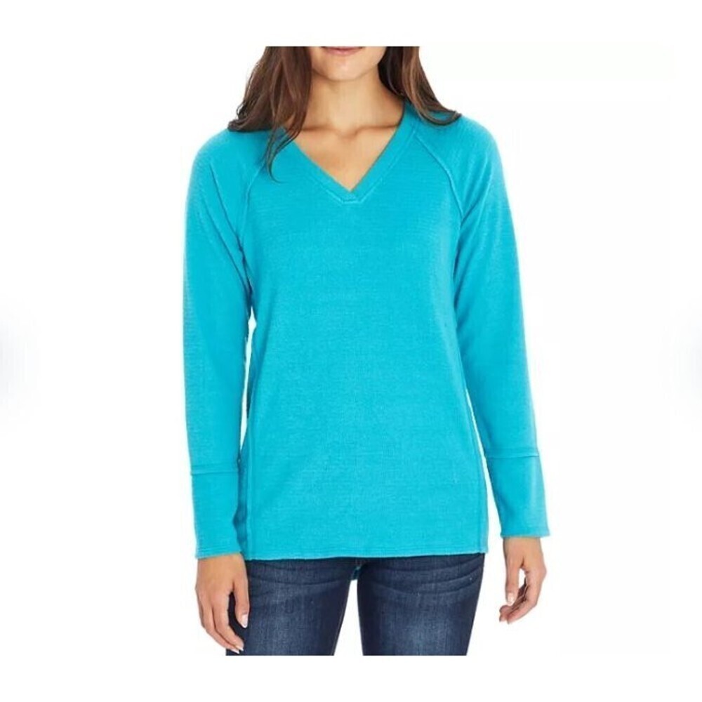 NEW WildFox Women's Haley Waffle‎ Raglan Soft Seam Ribbed Popover Top XXL